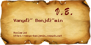 Vanyó Benjámin névjegykártya